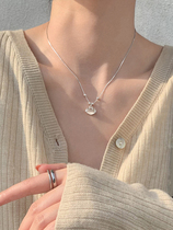  Tide brand silver jewelry 925 sterling silver Ruyi peace lock pendant necklace design sense niche female clavicle chain light luxury high-end