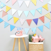 ins hanging flag pennant paper party birthday decoration cartoon bunting flag kindergarten scene layout supplies
