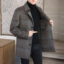 Double-sided cashmere coat mens long fashion light luxury casual woolen trench coat belt thick warm woolen coat