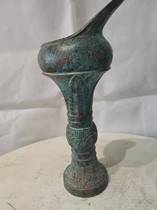 Antique bronze ware Shang Dynasty Wine Flow Red Spotted Green Rust Pendulum Pieces Antique Movie Theatre Props