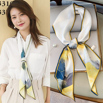 Small silk scarf women's long strip with shirt sweater neck protection scarf tie spring and autumn winter thin scarf ribbon decoration