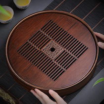 Bamboo round tea tray household drain tray tea set small tea table modern simple kung fu solid wood Tea Sea dry bubble tray