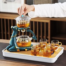 Glass automatic tea set home teapot living room high grade lazy kung fu teacup induction bubble teapot artifact
