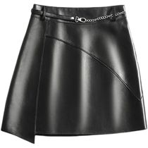 Claudie At autumn and winter new leather skirt womens sheep leather high waist slim fashion casual solid color skirt