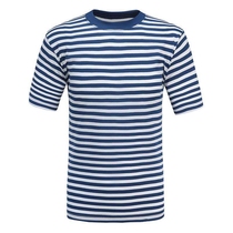 Sea soul shirt round neck shirt summer custom blue and white striped mens long sleeve T-shirt loose round neck Seaman short sleeve men