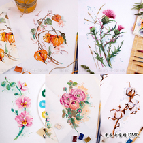 Rice grain cross stitch DMC kit decorative print watercolor flower lantern flower butternut Thorn Thistle orchid Cotton