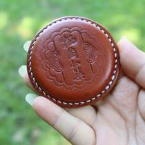 Spot leather mooncake leather EDC play with ornaments cowhide brand leather paperweight personalized custom handmade leather goods