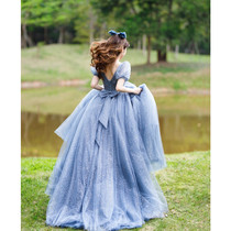 Evening dress 2021 summer new blue dream fairy art examination bar mitzvah birthday party engagement dress female