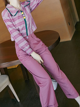 Ocean air reduction two sets of pants with long sleeves striped shirt with long pants Early spring ladies 2022 New wave suits