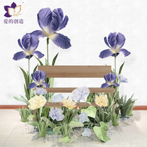 High-end paper handicraft flower three-dimensional simulation Iris shop opening window background decoration activity scene layout