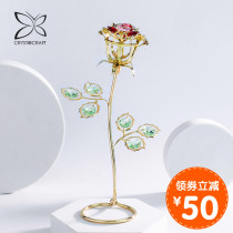 Crystal rose metal ornaments to give girls girlfriends day gifts lovers ritual romantic Valentines Day good things