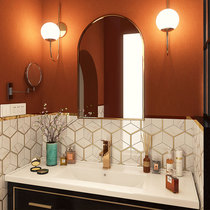 Stainless steel diamond hexagonal mosaic Nordic light luxury Oriental white marble background wall kitchen toilet tile
