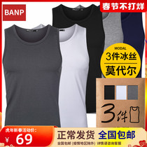 3 pieces) modal vest men wear sports hurdles ice silk cotton undershirt waistcoat fitness sleeveless t-shirt in summer