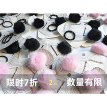 Foreign trade Japan original single F21 fluff headdress rubber band hairclip three-piece set set hair accessories pink Black