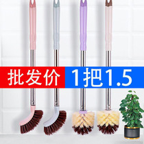 Long handle stainless steel toilet brush dead corner toilet household brush toilet hard brush toilet brush soft hair cleaning brush