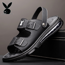 Genuine leather sandals mens 2022 new trends Summer breathable anti-slip latex air cushion bottom casual driving sports slippers