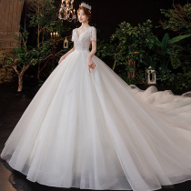 French high-end sense of the main wedding dress 2021 new small brides temperament trailing high-end super Asgard court wind summer