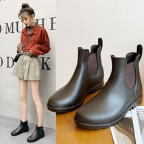 Japanese fashion rain shoes women plus velvet short tube rain boots warm water shoes low-top non-slip car wash to buy vegetables kitchen waterproof shoes