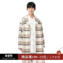 GAGNONLEE 21 F W wool plaid lapel coat