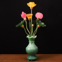 Glazed lotus light led seven color vase lamp for the Buddha lamp plug-in Electric home Guanyin Buddhist temple Buddhist former Changming lamp