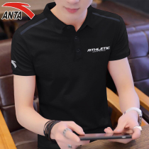 Anta polo shirt mens T-shirt official website 2021 summer New lapel Ice Silk t-permeable SWEAT fitness exercise short sleeves