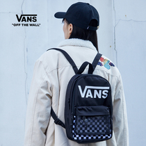 Vans Van official black checkerboard campus style men and women couples backpack
