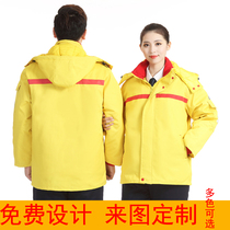 Work clothes cotton-padded jacket thickened Anti-static gas station garage thick cotton-padded jacket huo li mix flour coat removable