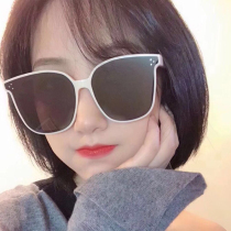 Korean version of the tide retro square frame sunglasses female net red large frame anti-UV sunglasses Male makeup polarized glasses street shot