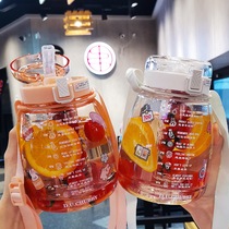 Water cup summer oversized net red simple portable straw big belly cup female cute high-value large capacity kettle