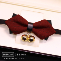 Handmade pet cat dog English gentleman bow tie identity card Bell bow collar cat Teddy jewelry
