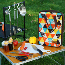  New outdoor cookware five-piece set camping barbecue stainless steel knife cutting board Picnic bag tableware Simple kitchenware
