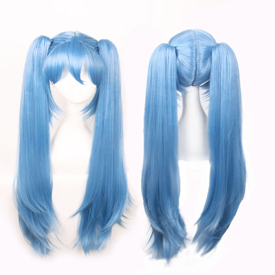 taobao agent Bun Home AKB0048 Watanabe 80cm double tiger clip light blue model cos wig