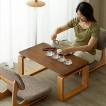 Floating window table small coffee table solid wood tatami table and chair combination small table Japanese balcony several kang table small coffee table home