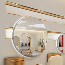 Hairdressing shop mirror table hair salon special single-sided mirror tide hanging wall ironing area barber shop round mirror with light backlight
