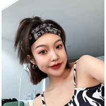 Hairband female ins hipster hiphop retro Net red cashew flower hair hoop sports headscarf sweating hair card headgear tide tide