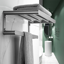 Gun Grey Towel Rack Thickened Space Aluminum Bath Towel Rack Toilet Shelve Bathroom Hardware Pendant Nordic Light Lavish