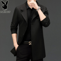 Playboy spring and autumn windbreaker men long business leisure British style trend coat mens thin coat