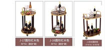 Hotel wine and tea delivery truck Double-decker wooden round wine cart Cake cart Dessert mobile service cart