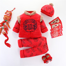 Winter male baby grabbing one year old dress suit baby clothes male childrens New Year clothes