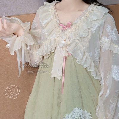 taobao agent Shiffon slip dress, cardigan, flashlight, UV protection, Lolita style