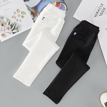 Girls underpants spring outside wearing white small-footed pants Children CUHK Autumn Winter Plus Suede Pants Spring Autumn Pencil Pants.