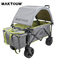 Outdoor folding camping stroller Camp car portable rod four-wheeled baby children fishing rod car trailer photography