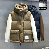 High-end designer style personality trend brand down vest mens thickened warm waistband down vest mens jacket