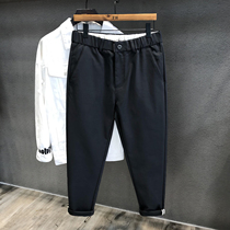 Soft glutinous skin-friendly high-end temperament black gray autumn and winter casual pants men's straight pants 2021 new men's pants