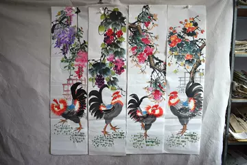 梅兰竹菊四条屏纯手绘画芯-梅兰竹菊四条屏纯手绘画芯促销价格、梅兰竹