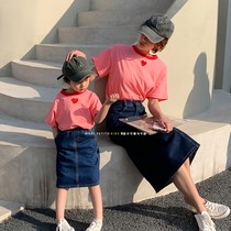 Korean Boy Dress Loving Super-Pure Cotton Foreign Air Mother Woman Dress in Summer Costume Slim Fit Slim Fit short sleeve T-shirt