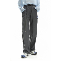 PeopleStyle casual pants creative design metal belt one wide leg drop straight mens and womens pants summer
