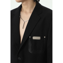 PeopleStyle collar bag torn apart unique design suit metal patch jacket casual loose