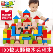 Wooden childrens building blocks assembly toys Puzzle force development 1-3-6 weeks 2 years old solid wooden baby wooden kindergarten