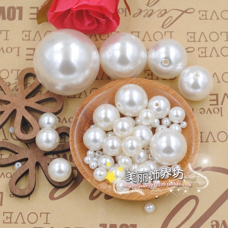 DIY handmade beaded material clothing accessories ABS imitation pearl environmental protection beige white beads 3-40mm bracelet loose beads